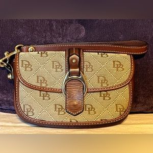 DOONEY & BOURKE Brown Canvas Signature Monogram DB Wristlet Wallet